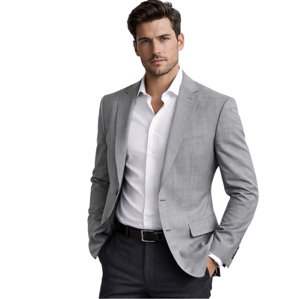 Robert Graham Gray Microstripe 100% Cotton Signature Lining Blazer Size 48